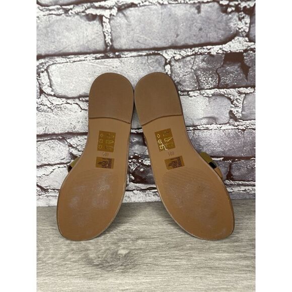 Madewell Brown Green Wavy Snake Embossed Leather Slides Flats Sandals Women 6.5M - Picture 8 of 16